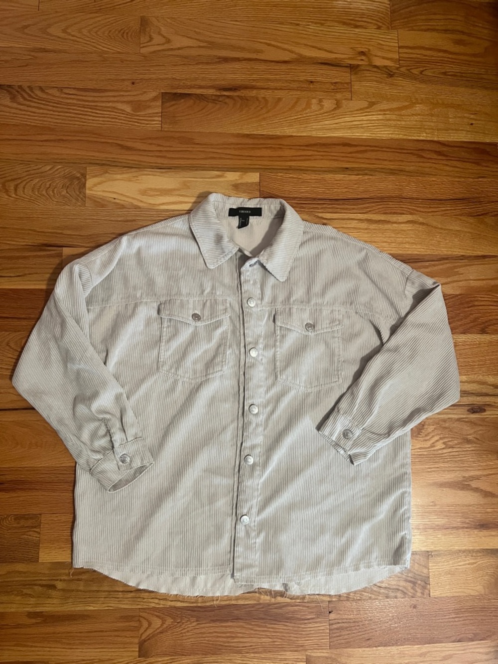 Forever 21 Light Taupe Corduroy Shacket button up